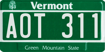 VT license plate AOT311