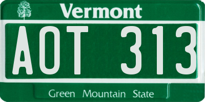 VT license plate AOT313