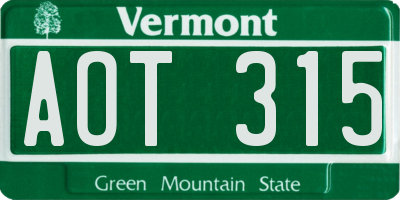 VT license plate AOT315