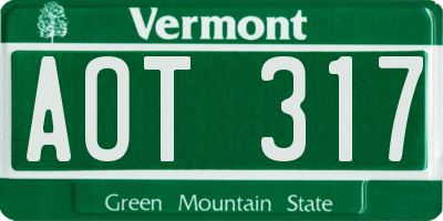 VT license plate AOT317