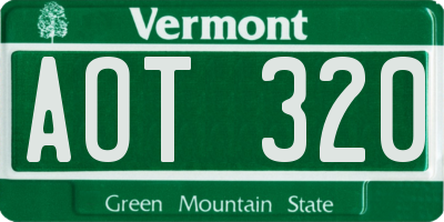 VT license plate AOT320