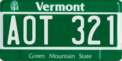 VT license plate AOT321
