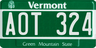 VT license plate AOT324