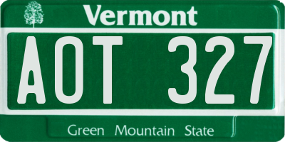 VT license plate AOT327