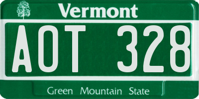 VT license plate AOT328