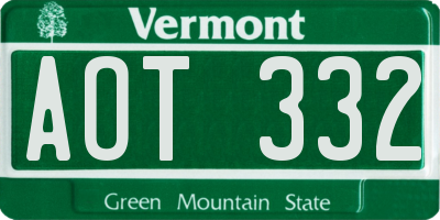VT license plate AOT332