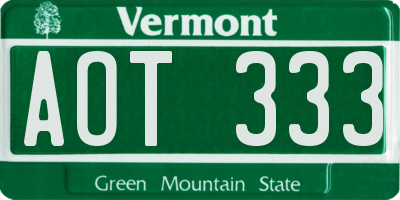 VT license plate AOT333