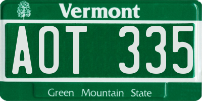 VT license plate AOT335