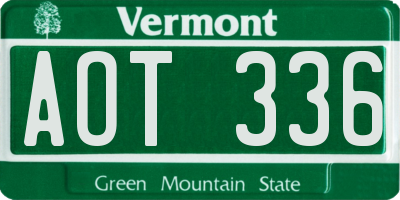 VT license plate AOT336