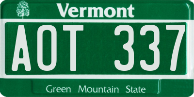 VT license plate AOT337