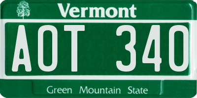 VT license plate AOT340