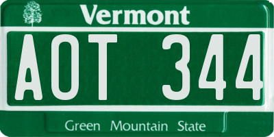 VT license plate AOT344