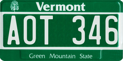 VT license plate AOT346