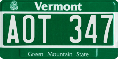VT license plate AOT347