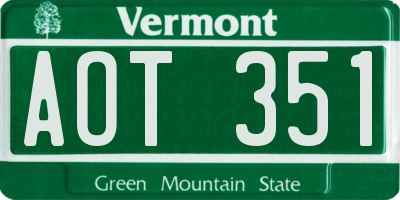 VT license plate AOT351