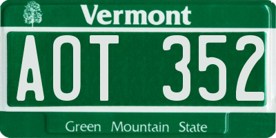 VT license plate AOT352