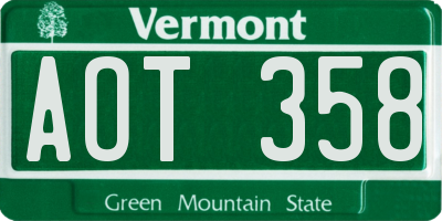VT license plate AOT358