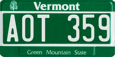 VT license plate AOT359