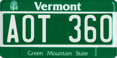 VT license plate AOT360