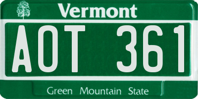 VT license plate AOT361