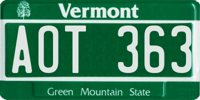 VT license plate AOT363