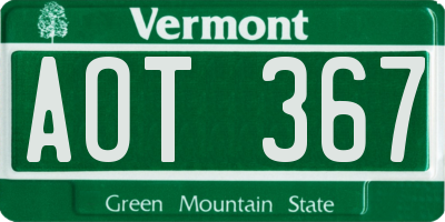 VT license plate AOT367