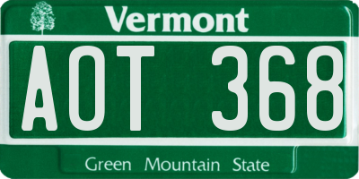 VT license plate AOT368