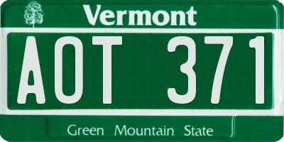 VT license plate AOT371