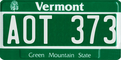 VT license plate AOT373
