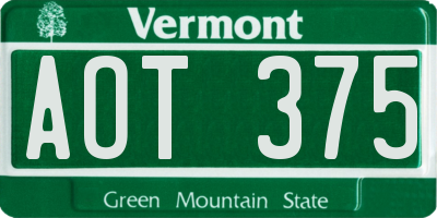 VT license plate AOT375
