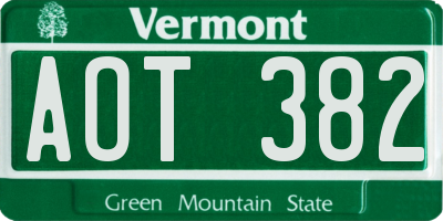 VT license plate AOT382