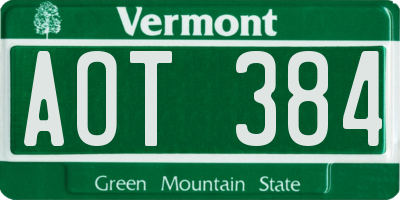 VT license plate AOT384
