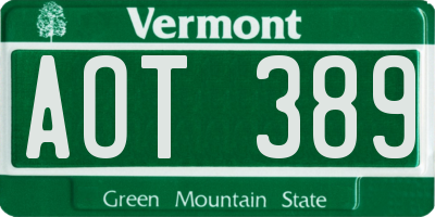 VT license plate AOT389