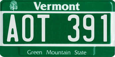 VT license plate AOT391
