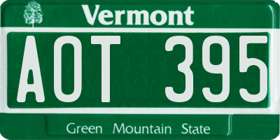 VT license plate AOT395