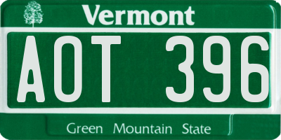 VT license plate AOT396
