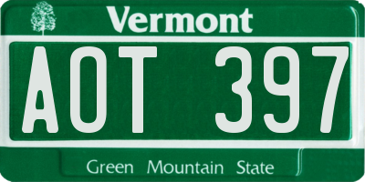 VT license plate AOT397