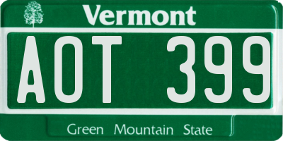 VT license plate AOT399