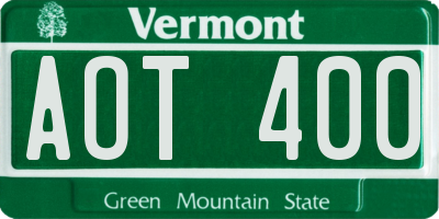 VT license plate AOT400