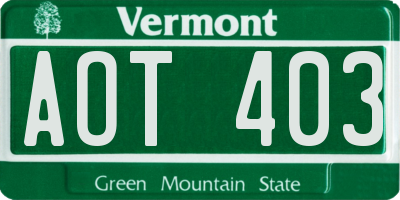 VT license plate AOT403