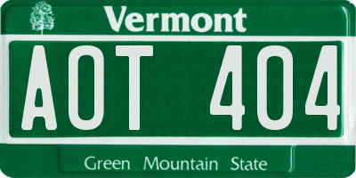 VT license plate AOT404