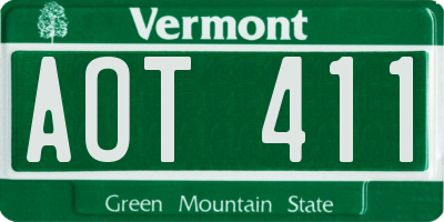 VT license plate AOT411