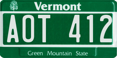 VT license plate AOT412