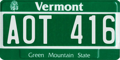 VT license plate AOT416