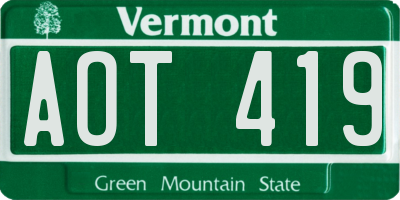 VT license plate AOT419