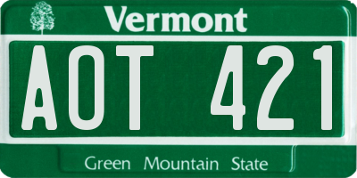 VT license plate AOT421