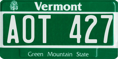 VT license plate AOT427