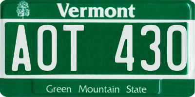 VT license plate AOT430