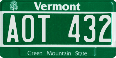 VT license plate AOT432