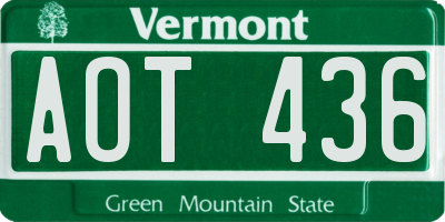 VT license plate AOT436